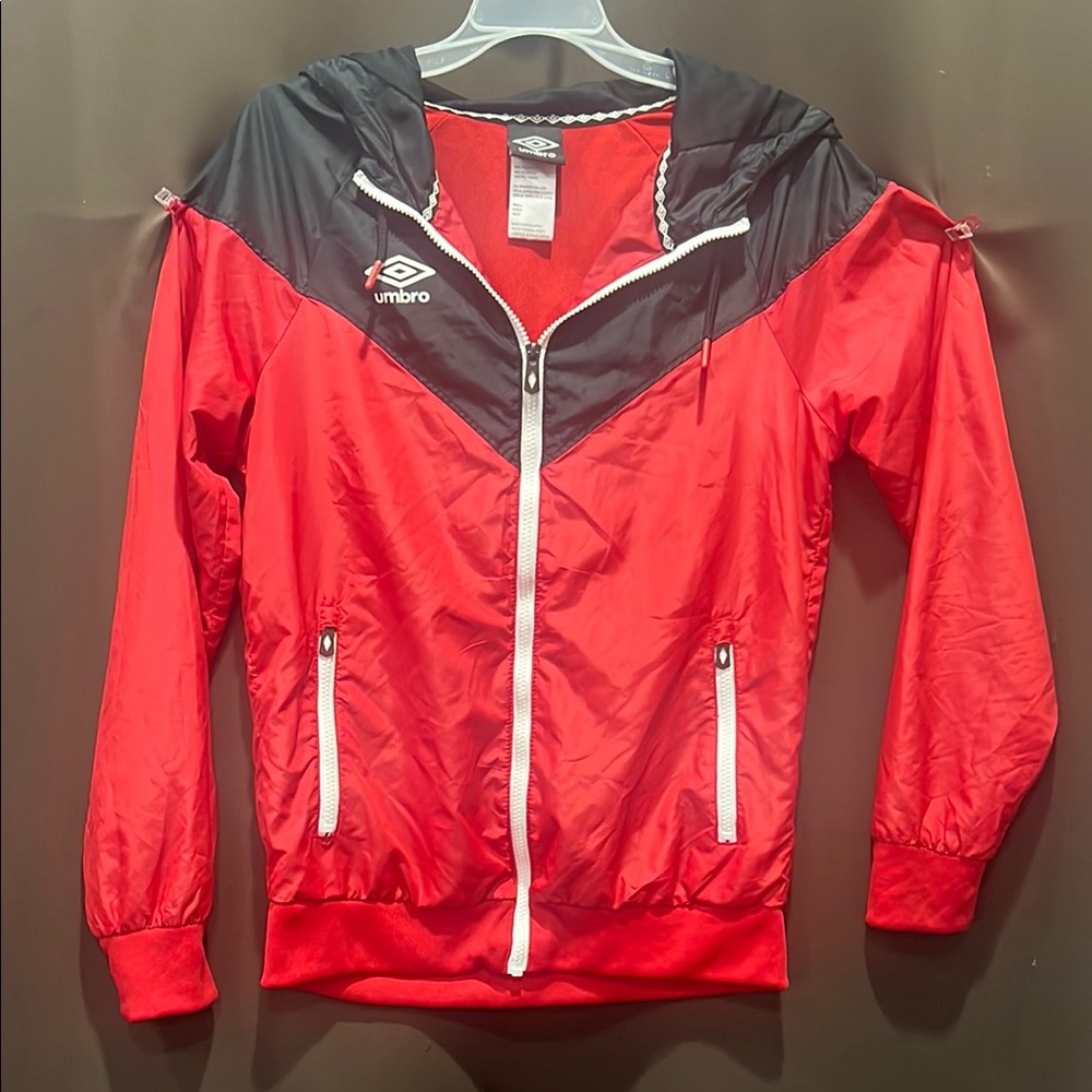 Vintage Umbro Red and Black Windbreaker Jacket, Size S